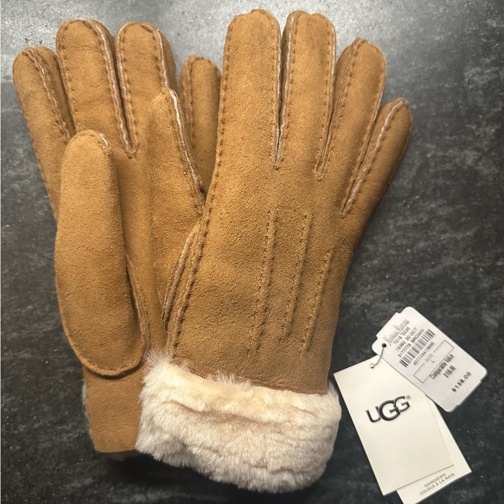 UGG Shearling Gloves Chestnut Size Large, NTW
